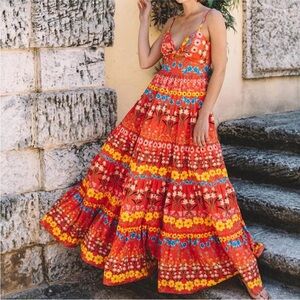 Cara Cara Delilah Tiered Floral-print Cotton-poplin Maxi Dress